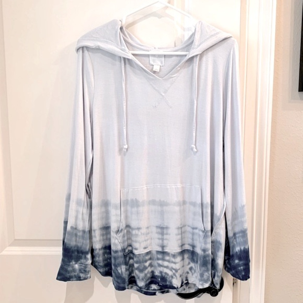 Sunday Hooded Blue Tie Dyed Sweatshirt Size Large